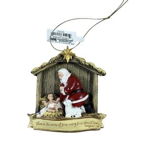 Vtg Roman Kneeling Santa Resin 1983 RP Gauer‎ Excellent